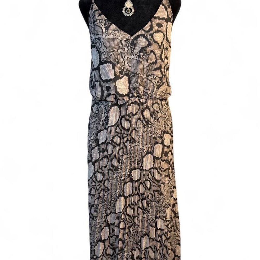 90s Boho Glam Whimsigoth Grunge Snake Print Mesh Maxi Dress Spaghetti Strap